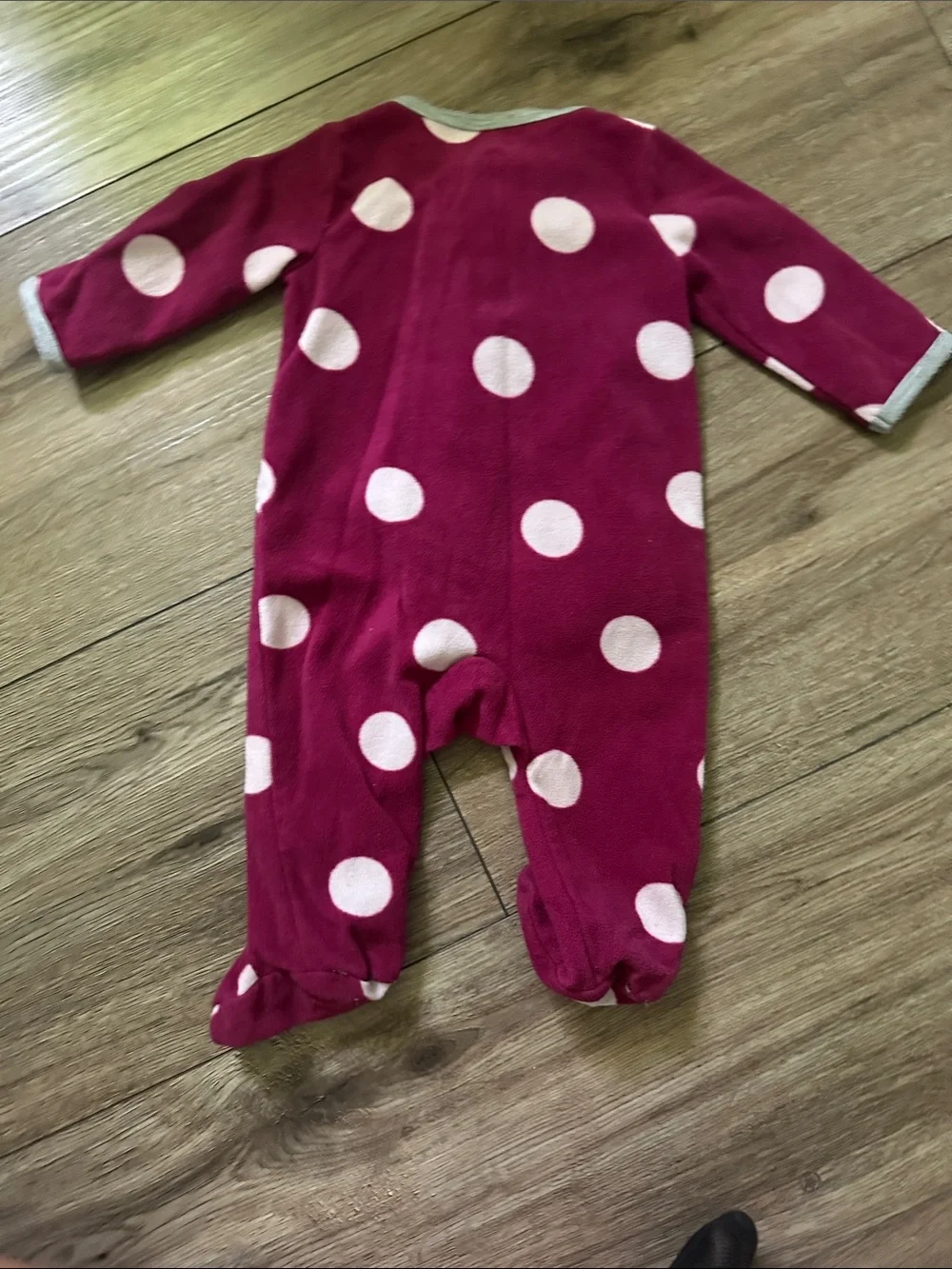 Carter's Magenta Polka Dot Fleece Footed One-Piece with Koala